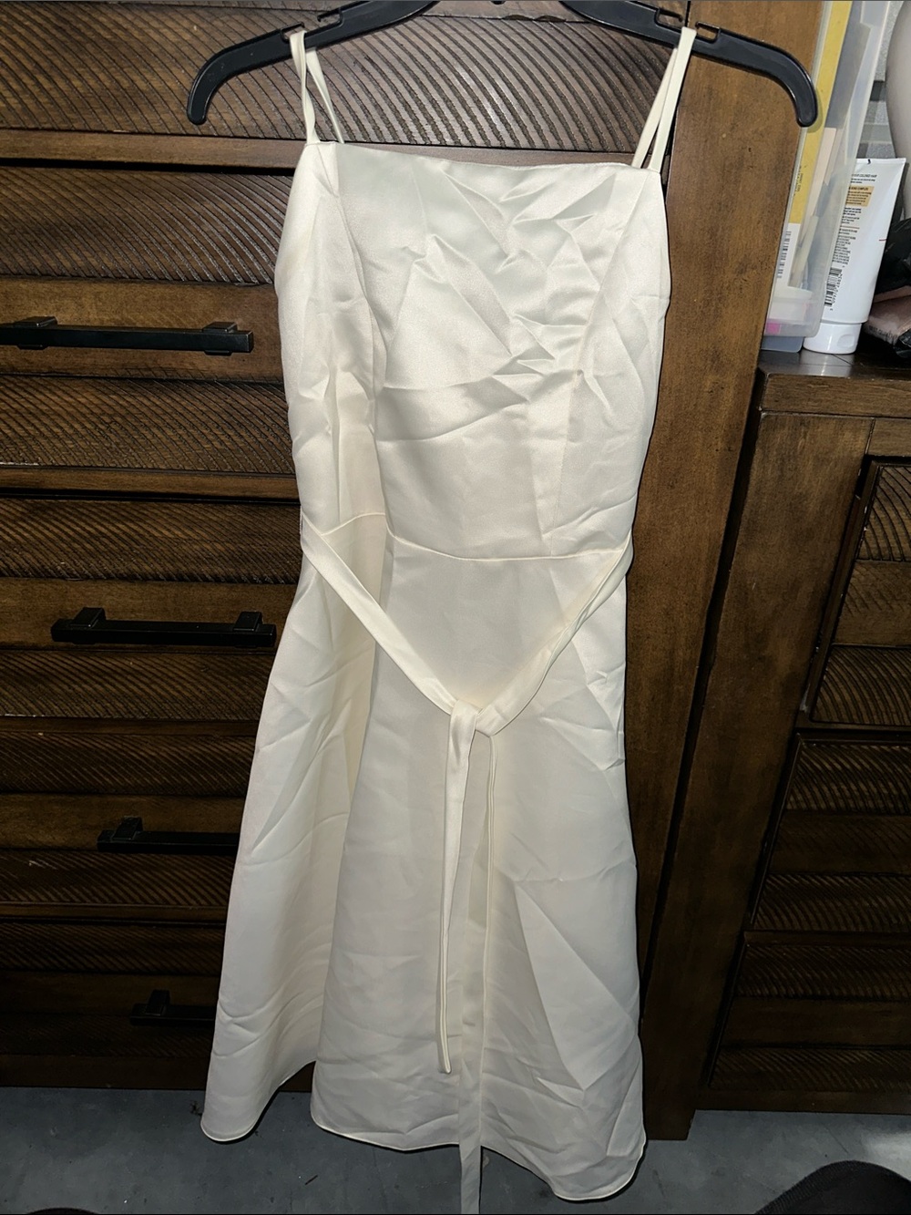 Classic Ivory Formal Girls' Dress with Spaghetti Straps